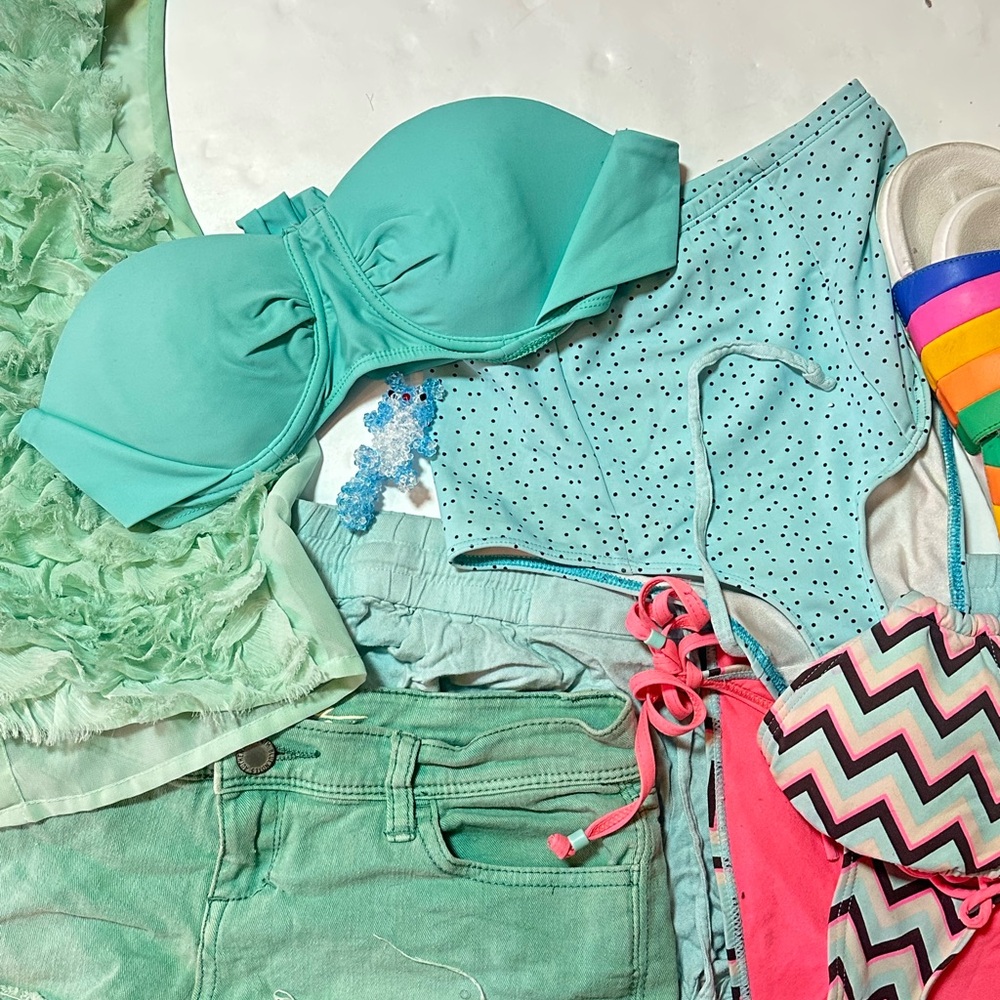 Mint Green Bikini Top and Shorts Set